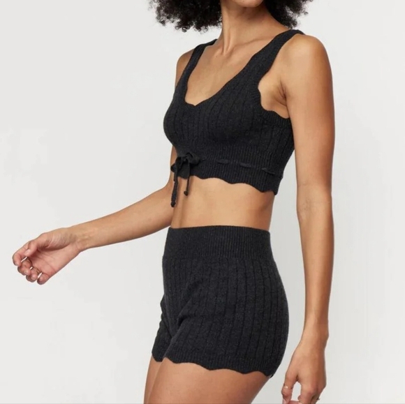 New SPIRITUAL GANGSTER  Knit Hudson Pointelle Tank And Short Matching Set S/L - Picture 4 of 17